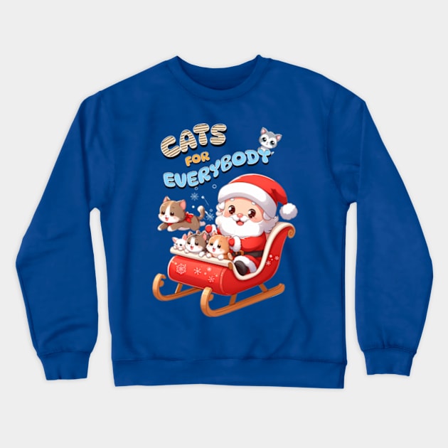 Cats for everybody on Santas sleigh Crewneck Sweatshirt by BrisaArtPrints